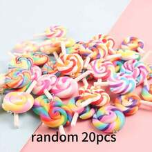 10/20个软粘土仿真彩虹棒棒糖树脂吊坠DIY配件，创意礼品手工工艺品材料 - 彩虹棒棒糖 - 查看 6