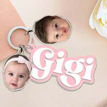 Llavero con colgante de foto personalizado: Regalo conmemorativo personalizado para la abuela, regalo cálido para el Día de la Madre o el cumpleaños de la abuela, joyería con recuerdos familiares apreciados, regalo familiar intergeneracional único adecuado para el bolso o llavero de la abuela - Llavero circular con cabeza grande - Ver 8
