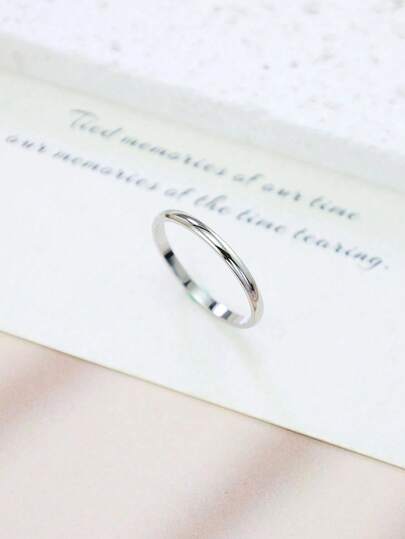 1Pc Women's Simple And Stylish Stainless Steel 2MM Wide Ring, Classic Tail Ring For Couples In Silver Or Gold, Minimalist Stackable Band For Everyday Wear, Perfect Anniversary Or Birthday Gift For Her