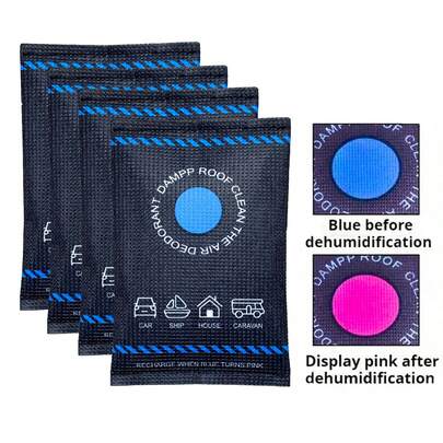 Bolsas reusables absorbentes de humedad con indicador de color, deshumidificador para armario, baño y cocina, anti-moho y anti-humedad, regenerables en microondas, bolsas de desecante reutilizables, adecuadas para habitaciones, cajones, armarios, cajas de zapatos y ropa, deshumidificación altamente eficiente y mantenimiento del aire seco y fresco