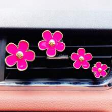 4 Pieces Of Chrysanthemum Vent Clip Car Air Freshener Charm Colorful Car Interior Accessories Available In Multiple Colors - 黑色 - 查看 5