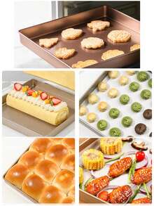 1个/2个11英寸方形深烤盘，不粘蛋糕卷烤盘，软糖、雪花饼干模具，可重复使用，家用厨房烘焙工具 - 查看 5