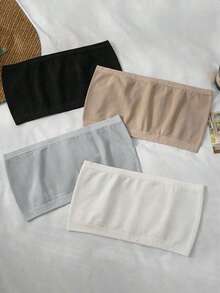 1pc Women Anti-Slip Strapless Seamless Camisole Tube Top, Invisible Chest Coverage, Breathable Undershirt With Fake Collar - Multicolor - View 1