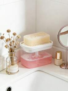 1/2个皂液器，二合一餐具皂液器 | 含海绵架 | 按压清洁 | 保持厨房水槽整洁 | 提升您的厨房习惯 | 时尚二合一皂液器和海绵垫 | 轻松洗碗，简约台面 - 按壓式 - 查看 3