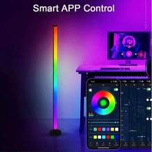 49 Inch RGB LED Corner Floor Lamp, USB Powered, App & Remote Control, Color Changing Ambient Light, Modern Standing Lamp For Living Room, Bedroom, Gaming Room & Christmas Decor - Nhiều màu - Xem 3