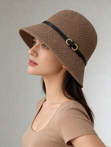 1顶夏季度假宽檐针织镂空遮阳帽，多功能渔夫帽，适合日常使用 - 多色 - 查看 7