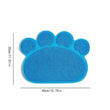 1片PVC防滑宠物猫砂垫，爪印图案，可用作猫砂盆垫和餐垫，耐刮擦 - 彩色 - 查看 19