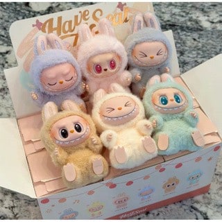  POP MART LABUBU 2.0 Sitting Party Series Mystery Box - Cute Chibi-Style Collectible Vinyl Plush Figure With Expressive Eyes & Poseable Arms, Random Surprise Doll With Heart-Shaped Face & Fluffy Ears, Ideal Birthday/Holiday Gift (Multi-Color Options: Blue, Dark Brown, Blue, Yellow) - Home Decor & Playtime Companion, Labubu Doll Collectible With Unique Outfits & Accessories, Figurines, Figurine