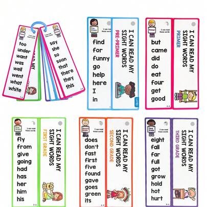 Engelse woordkaarten voor kinderen van 3-8 jaar met 220 veelvoorkomende woorden. Woordenschat opbouwen, Montessori-leerspeelgoed, geheugenspelletjes, cadeaus, educatieve flashcards.