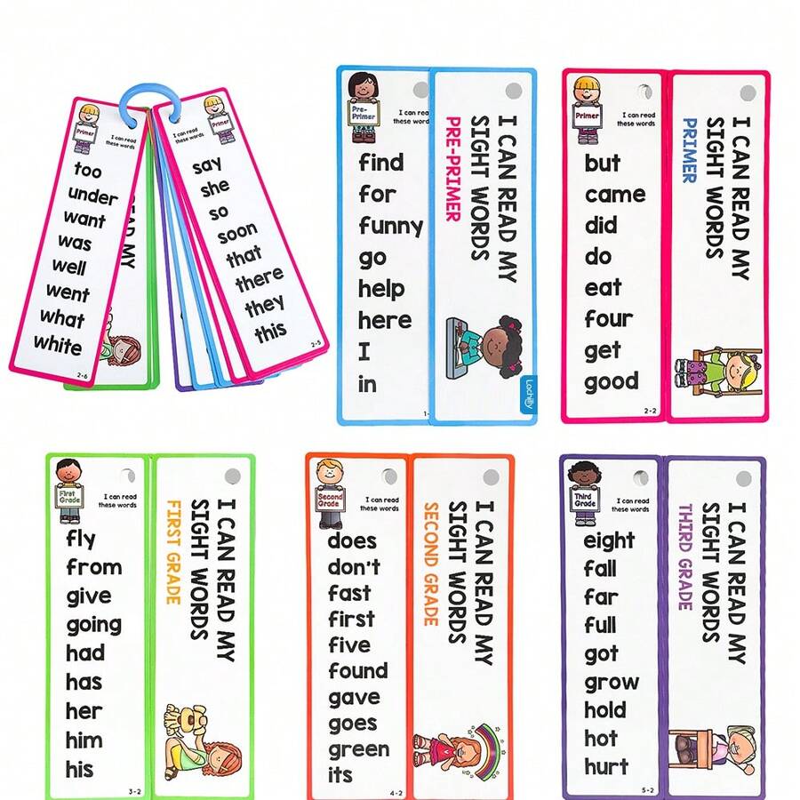 Lachilly 16 PIEZAS Tarjetas de aprendizaje de 220 palabras de uso frecuente, Tarjetas de vocabulario en inglés, Juguetes educativos de juegos cognitivos para niños, Materiales didácticos Montessori