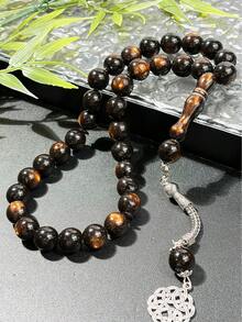 1条新款12毫米闪亮珠子，33颗珠子，穆斯林单串流苏祈祷念珠手链，简约风格 - 彩色 - 查看 9