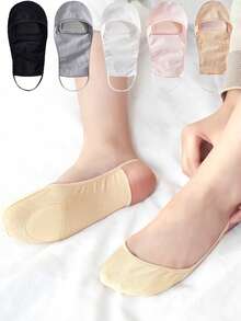 1/5/10双装女士隐形船袜夏季硅胶防滑袜冰丝超薄半掌吊带隐形镂空吊带船袜 - 彩色 - 查看 3