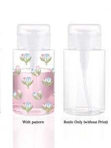 Tulip Pattern Refillable PET Portable Travel Bottle, Makeup Remover Decanting Bottle, With 3.38oz/6.76oz Portable Pump Head, Suitable For Nail Polish Remover, Toner And Makeup Remover, Dome Design, Hand Wash, Reusable, Makeup Remover Bottle - Multicolor - View 9