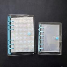 Cuadernos transparentes con un solo orificio en tamaño A6/A7, cuadernos con pegatinas de carpeta azul, cuadernos con pegatinas, organizadores de tarjetas fotográficas, cubiertas transparentes de cuero suave con doble botón para cuadernos, diarios hechos a mano, álbumes de fotos, pegatinas, cuadernos, planificadores, artículos de papelería para estudiantes, suministros de oficina - Multicolor - Ver 7