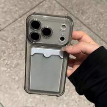 1pc Transparent Black Card Slot Phone Case, Transparent Wallet-Style Silicone Shock-Proof Back Cover, Waterproof, Anti-Fall, Anti-Scratch. Suitable For IPhone 17/17 Air/17 Pro/17 Pro/16/16 Pro Max/16 Pro/16 Plus/15/15 Pro Max/15 Pro/15 Plus/14/14 Pro/14 Plus/14 Pro Max/13/13 Pro/13 Pro Max/12/12 Pro/12 Pro Max/11/11 Pro/11 Pro Max/X/XS/XR/XS Max/7/8/SE2/7p/8p. - Transparent Black - View 3