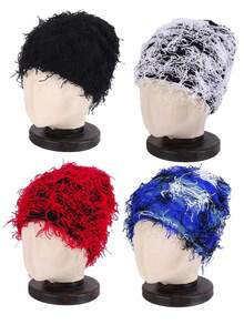 4 chiếc mũ len dệt kiểu cũ, mũ mùa đông ấm áp, mũ len dày dặn họa tiết đầu lâu dành cho nam giới, thích hợp cho hoạt động ngoài trời, trượt tuyết, trang phục mùa thu/đông. - A - Xem 8