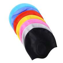 1 pieza Gorro de natación profesional de silicona impermeable - Diseño de doble cobertura de oreja, adecuado para adultos y cabello largo, antideslizante, esencial para entrenamiento/spa - A - Ver 2