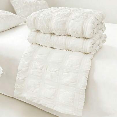 1pc Bubble Chiffon Summer Quilt, Ultra Soft & Skin-Friendly Air Conditioning Quilt, Suitable For All Seasons, Bedroom, Living Room Use