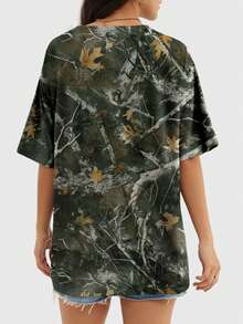 Speed mate Watercolor Pattern Dropped Shoulder Loose Women T-Shirt Sports - Multicolor - View 4