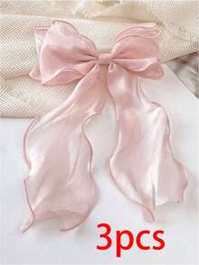 1/2/3个网状蝴蝶结发夹，日常佩戴，大号发饰，用于发型设计 - 粉色 - 查看 6