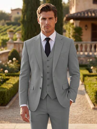 3-Piece Vintage Banknote Print Slim Fit Suit Set (Jacket + Vest + Pants) For Men (XS-3XL)