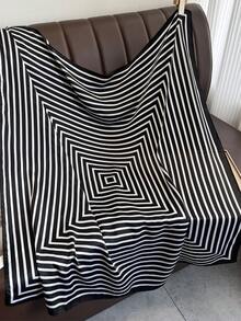 1条90厘米休闲印花沙滩围巾披肩领巾头巾头带手提包配饰，适合度假旅行 - 黑色 - 查看 3