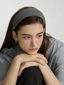 1pc Gray Wide-Brimmed Toothed Headband, Versatile High Crown - Multicolor - View 1