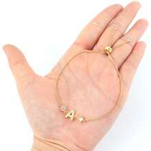 1条新款经典字母爱心金色可调节盒链手链，女士款 - 金黃色 - 查看 3