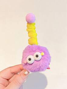 5个可爱毛绒球眼造型发夹，适合日常使用 - 彩色 - 查看 4