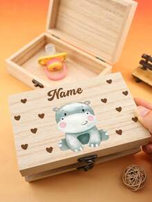 Custom Name Animal Memory Box, Cute Cartoon Style Keepsake Storage Box For Bedroom Shelf Desk Decor And Memory Collection, Personalized Name Keepsake Gift For Birthday Family Surprise, Sweet Home Decoration And Treasure Organizer, Customized Memory Box Gift Idea, Customizable Keepsake Storage Box - Style C - View 3