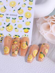 3pcs Summer & Spring Fruit Strawberry, Blueberry, Lemon 3D Nail Art Stickers, Suitable For Women & Girls DIY Nail Decoration - Multicolor - View 7