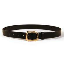 1条金色方形扣女士腰带，时尚优雅，可搭配连衣裙、T恤和休闲裤。 - 黑色 - 查看 10