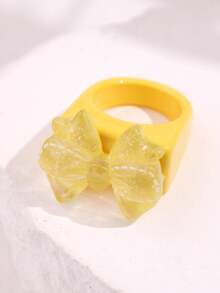 Colorful Asymmetrical Heart & Bear Resin Ring, Exaggerated Large Candy Color Women's Jewelry, Fashionable Unique Spring Party Accessories, Y2K Millennium Style - Multicolor - View 9