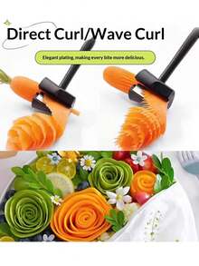 Multifunctional Stainless Steel Flower Roller & Spiral Slicer, Versatile Fruit & Vegetable Carving Tool For Carrot, Cucumber, Salad - Multicolor - View 4