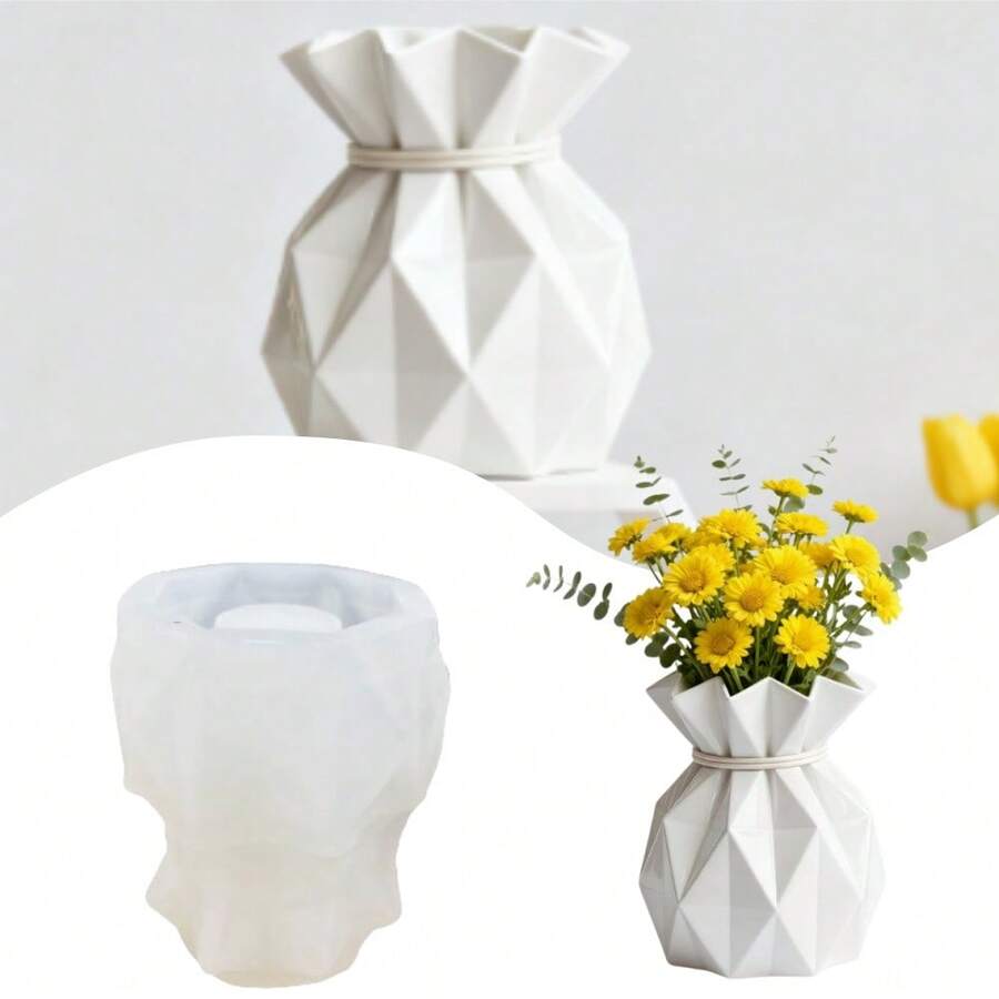Cubulo 1pc Reusable Asymmetrical Geometric Silicone Mold, Suitable For DIY Candle, Soap, Resin, Plaster, Home Decor And Wedding Centerpiece Crafts