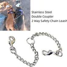 2 Dogs Leash Heavy Duty Stainless Steel Double Dog Coupler Twin Lead 2 Way For Two Pet Dogs Walking Leash Large Dog Safety Chain - Multicolor - View 5