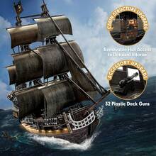Mô hình tàu cướp biển 3D dạng xếp hình, đồ chơi lắp ráp tự làm Queen Anne's Revenge, món quà sáng tạo dành cho thanh thiếu niên và người lớn. - màu đen - Xem 5