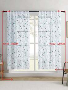 1件刺绣薄纱窗帘，花卉图案，带杆袋，防紫外线，透气，涤纶面料，无衬里，适用于客厅、卧室、餐厅 - 藍色 - 查看 37