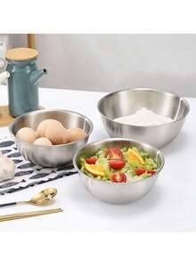 1个带刻度线的不锈钢大容量耐用烘焙盆、沙拉碗、打蛋盆、烹饪盆、家用揉面盆、洗米盆、汤碗、户外露营烹饪沙拉碗，多功能实用厨房工具 - 彩色 - 查看 7