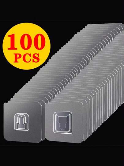 1-50 pares de ganchos adhesivos de doble cara para pared, fuertes y transparentes, sin dejar rastro, para almacenamiento en cocina, dormitorio y pared