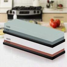 白色刚玉双面磨刀石，硅胶底座，油石，厨房刀具磨刀器，厨房工具，适用于刀具、剪刀（油石颜色随机） - 彩色 - 查看 2