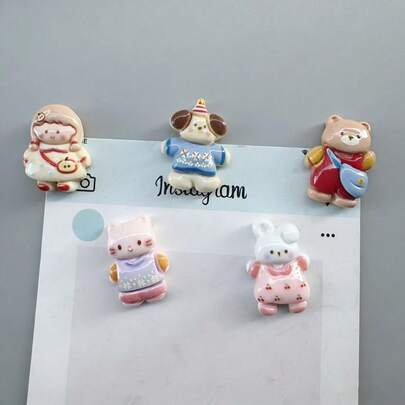 5pcs Cute Cartoon Animal Magnetic Refrigerator Stickers, Creative 3D Magnetic Decals, Fridge Decoration, Suitable For Home, Refrigerator, Metal Doors, Iron Items, Gifts