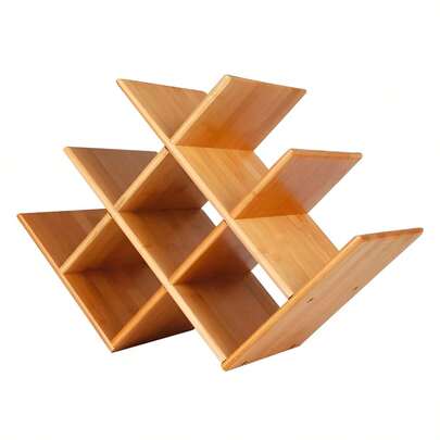 Adega para 8 Garrafas de Bambu Porta Vinhos Rack Organizador Decorativo para Cozinha Bar e Sala