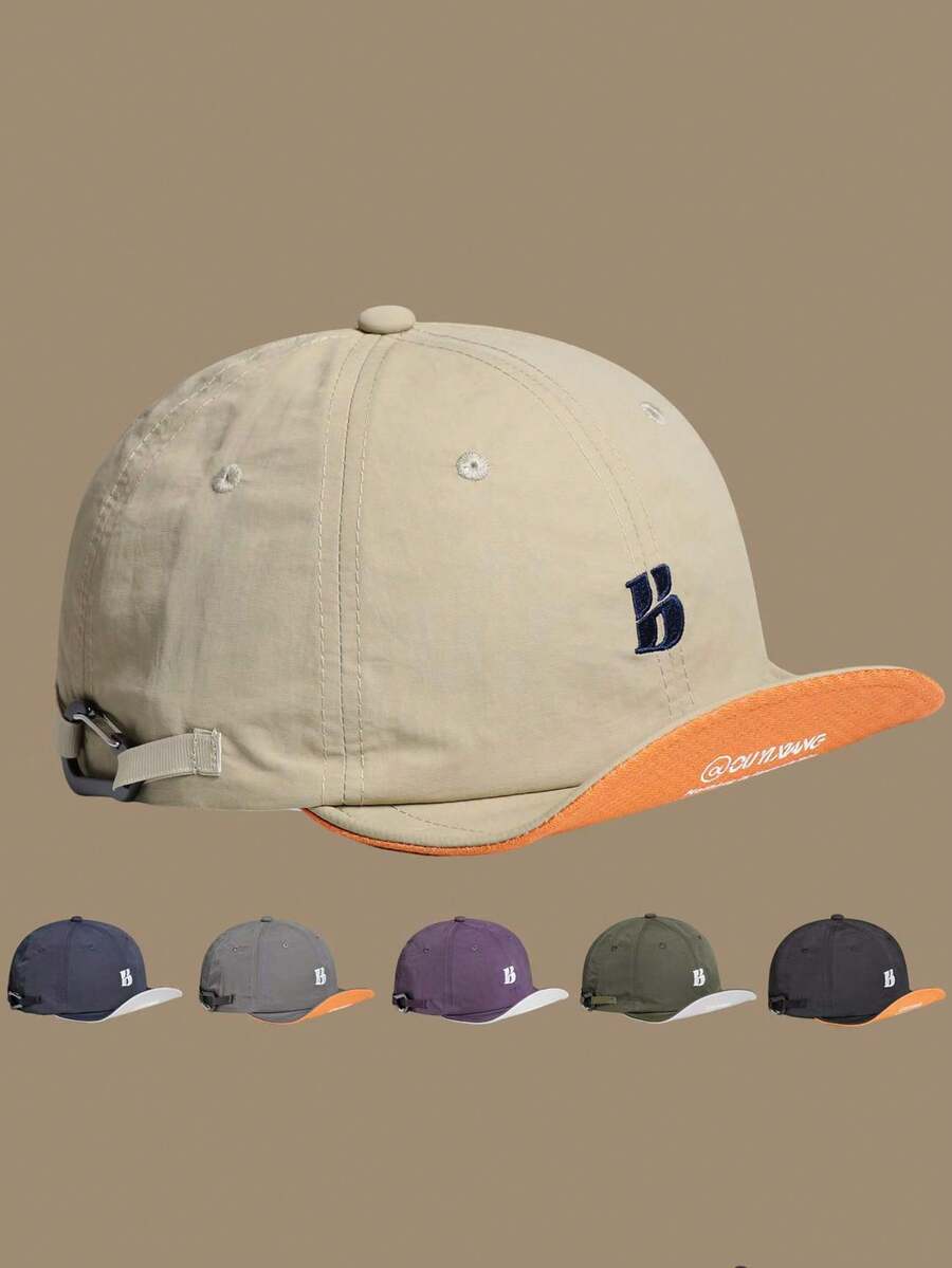 1pc Unisex Retro Streetwear Baseball Cap, Breathable Quick-Dry Adjustable Soft Brim Hat With Letter Embroidery & Contrast Trim, Suitable For Daily Wear - A - View 1