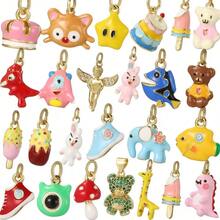 1件铜质时尚创意兔子、大象、蘑菇吊坠，多功能高端DIY手链、项链、耳环饰品配件 - 彩色 - 查看 1