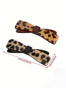 1 buc Vintage Leopard Print Bow Hair Clip pentru femei Y2K estetic Hair Barrettes cadou de Paște Ziua Sfântului Patrick cadou accesorii de petrecere uz zilnic, cleme cu gheare - Multicolor - Vizualizare 3