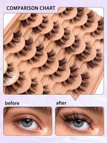 ENCHUW 14 Pairs Natural False Eyelashes Faux Mink Lashes With Clear Band Natural Look Fake Eyelashes Suitable For Parties - Black - View 4