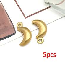 5/10个不锈钢心形水果星星吊坠金色镂空天使草莓吊坠可爱金属吊坠，适用于珠宝制作DIY工艺品手链耳环项链 - 彩色 - 查看 23