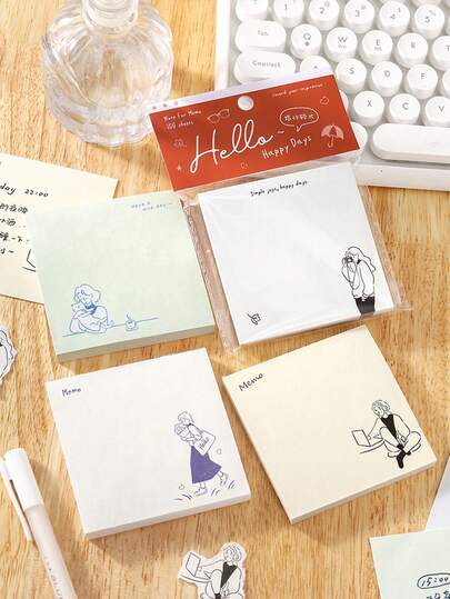 100pcs/Pack Memo Pads, Size 3.15*3.15 Inches, Japanese Style Stationery Paper, Office Reminder Note