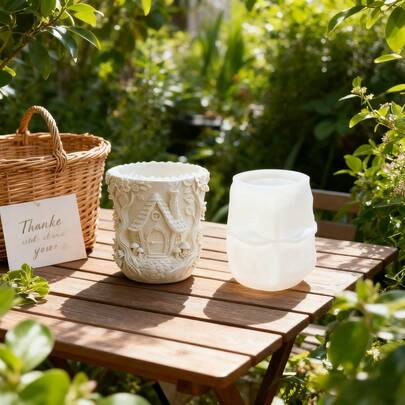 树脂硅胶模具 - ElastoC 童话小屋硅胶模具，压纹设计，易脱模，可重复使用，适用于圣诞节/家居装饰、DIY环氧树脂/石膏工艺品、成人浪漫礼物